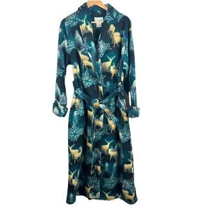 Vtg Cypress Fleece Robe Deer Wilderness Print Shawl Collar Men M Cabincore Lodge
